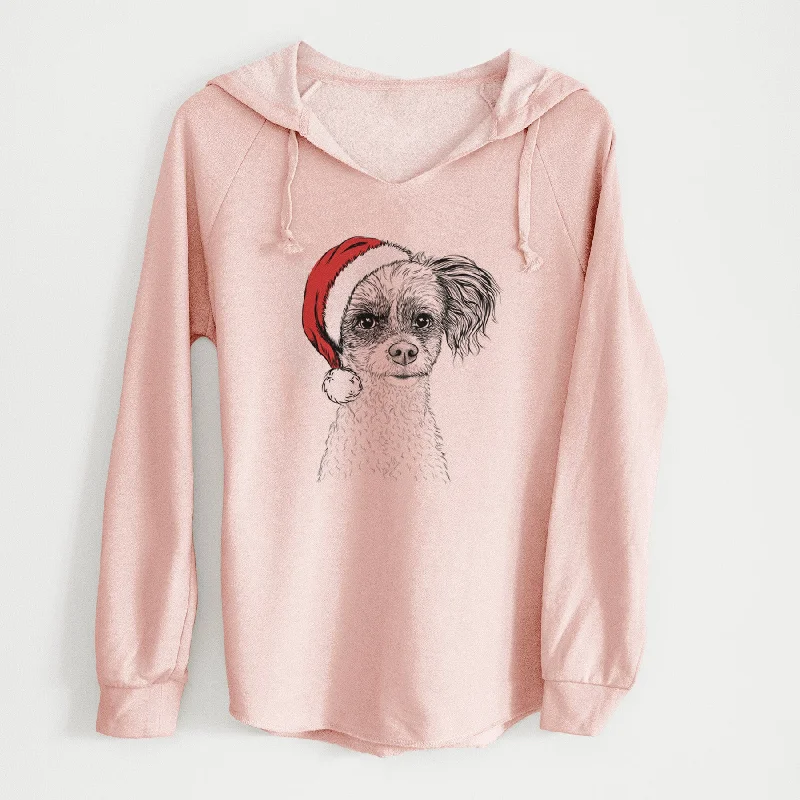 Santa Finley the Papillon Mix - Cali Wave Hooded Sweatshirt Hoodie with Button Placket Classic Preppy Santa Finley the Papillon Mix - Cali Wave Hooded Sweatshirt Hoodie with Button Placket Classic Preppy