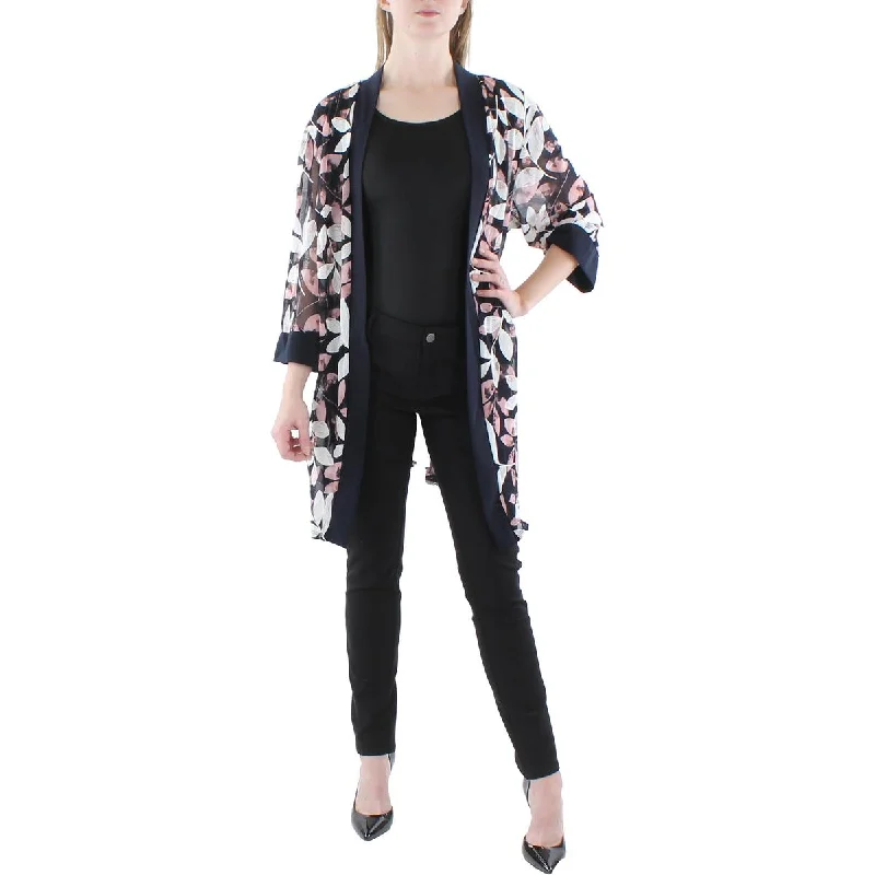R&M Richards Womens Plus Mesh Printed Duster Blazer Women's Handmade Blazer