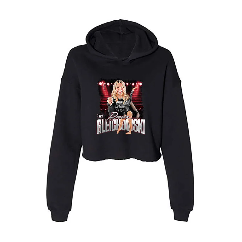 Georgia - NCAA Women's Gymnastics : Brooke Gleichowski - Player Collage Women's Crop Fleece Hoodie Hoodie with Thumb Holes Functional Cozy Georgia - NCAA Women's Gymnastics : Brooke Gleichowski - Player Collage Women's Crop Fleece Hoodie Hoodie with Thumb Holes Functional Cozy