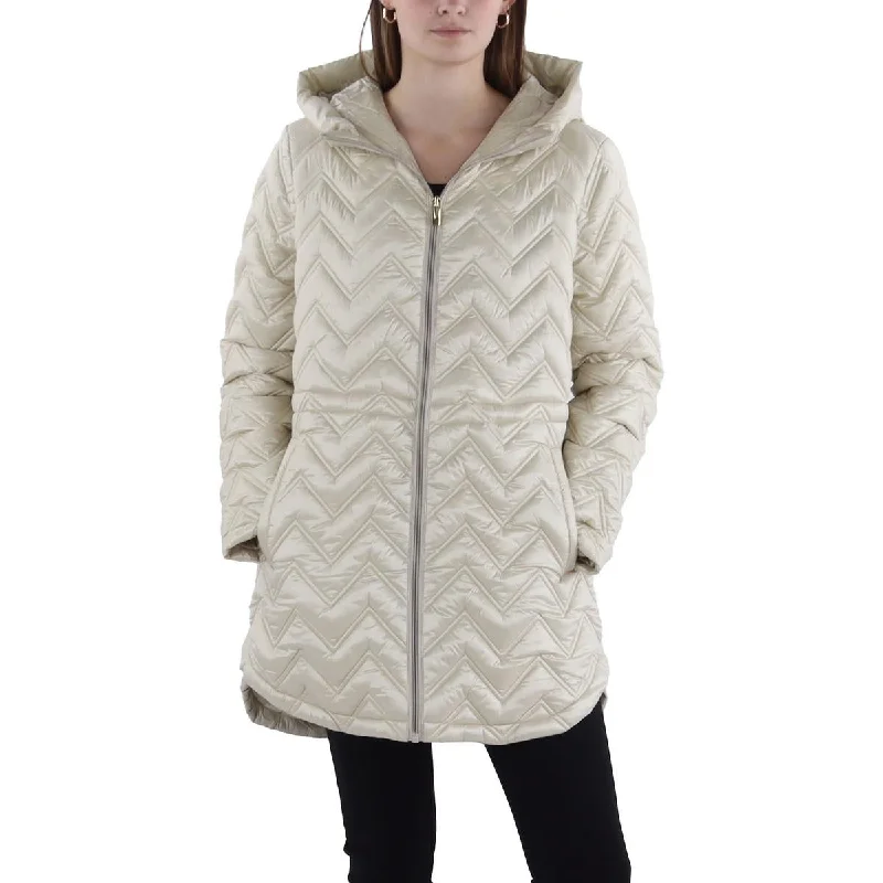 Via Spiga Womens Hooded Cold Weather Quilted Coat A-Line Ball Gown Mermaid