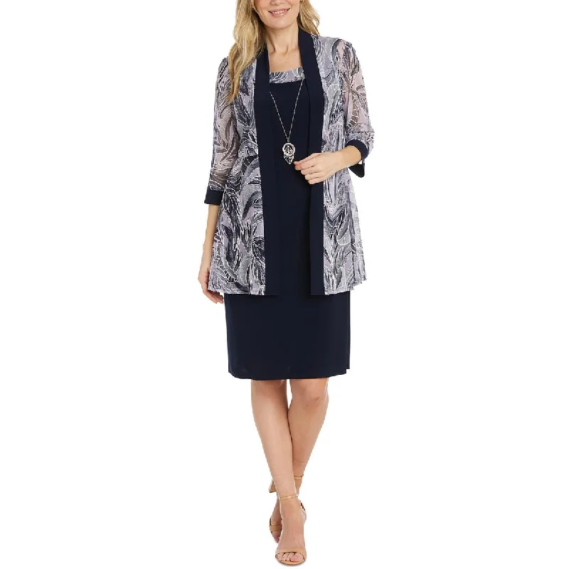 R&M Richards Womens Printed  Open-Front Blazer Women's Solid Blazer