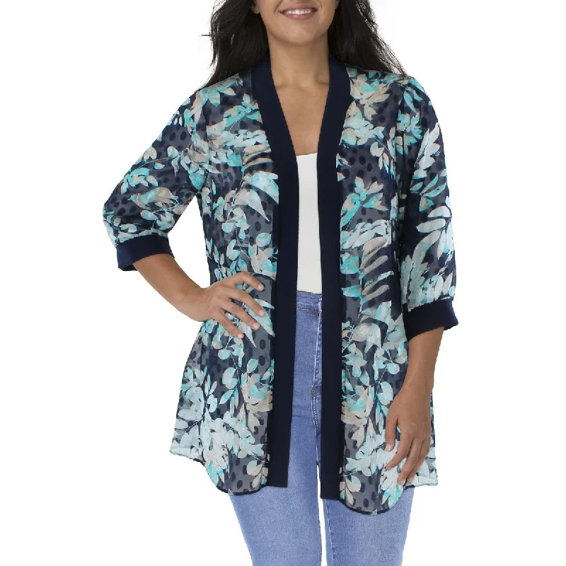 R&M Richards Womens Printed Duster Open-Front Blazer Women's Banquet Suit