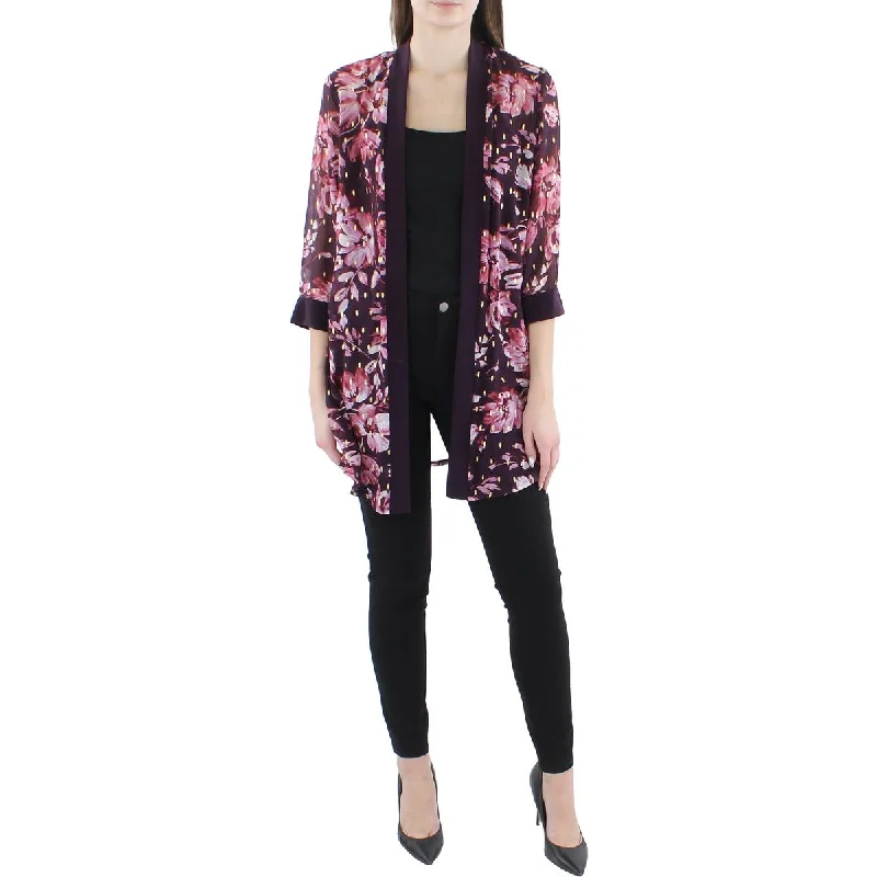 R&M Richards Womens Chiffon Sheer Duster Blazer Women's Luxurious Jacket