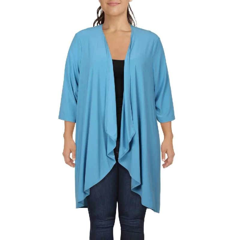 R&M Richards Womens Plus Open Front Drapey Duster Blazer Women's Luxurious Suit