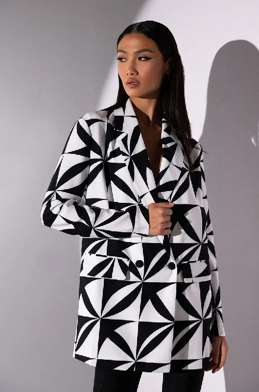 ESCAPE PRINTED BLAZER DRESS Women's Vintage Jacket
