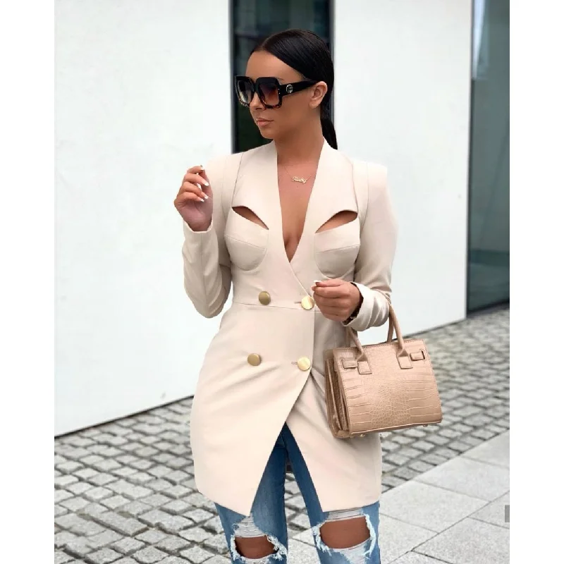 Double Breasted Long Blazer   Women's Short Blazer