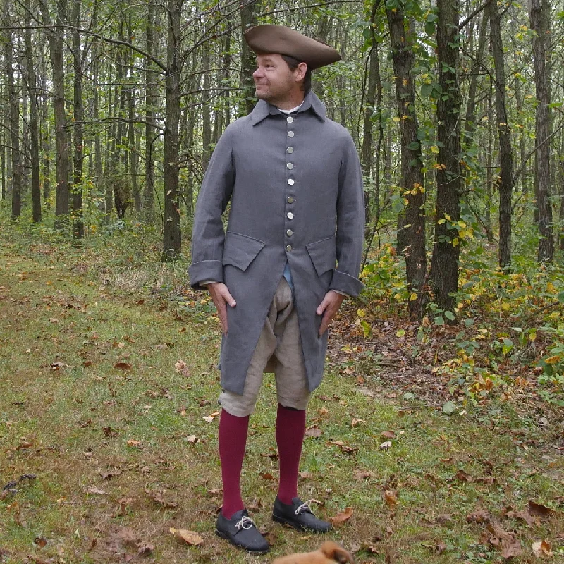 18th Century Linen Coat Welt Pockets Slit Pockets Flap Pockets