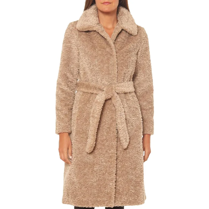 Vince Camuto Women's Faux Fur Mid-Length Belted Teddy Coat Parka Down Jacket Wool Coat Vince Camuto Women's Faux Fur Mid-Length Belted Teddy Coat Parka Down Jacket Wool Coat