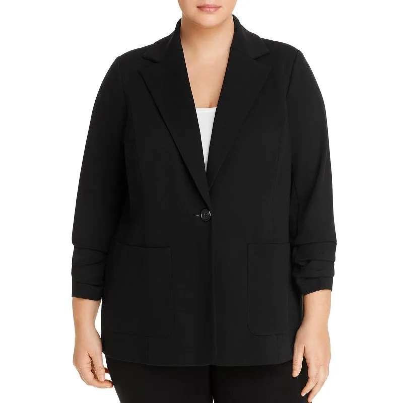 Vince Camuto Womens Plus Ruched  One-Button Blazer Women's Classic Blazer