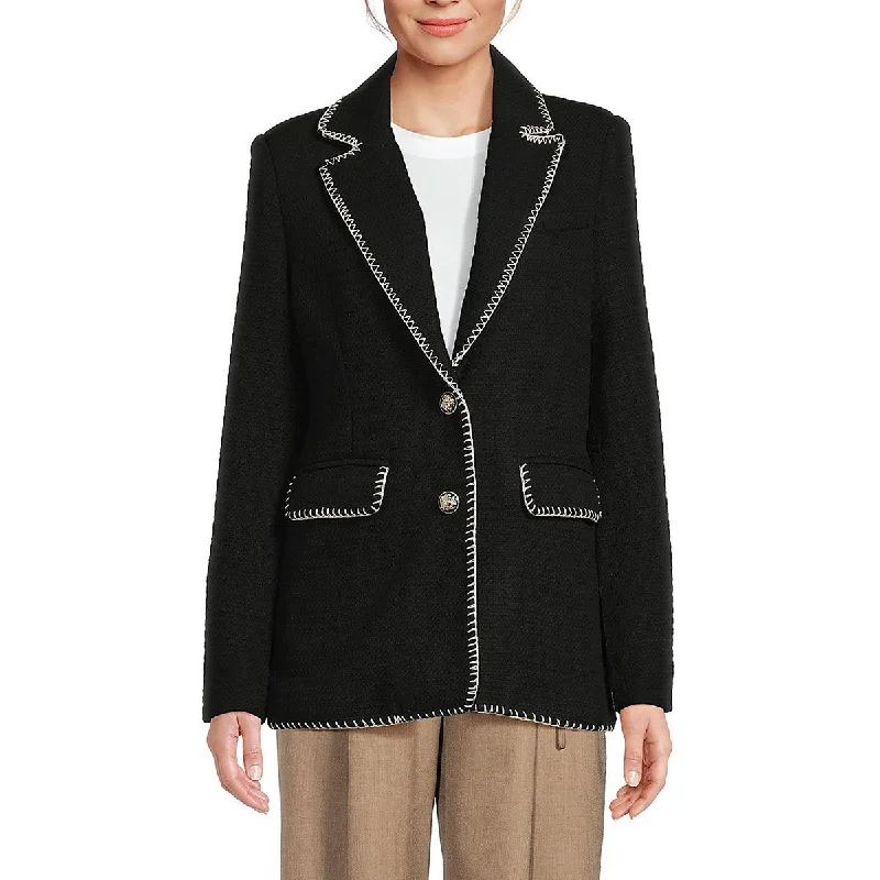 Avec Les Filles Womens Contrast Trim  Two-Button Blazer Women's Wedding Blazer