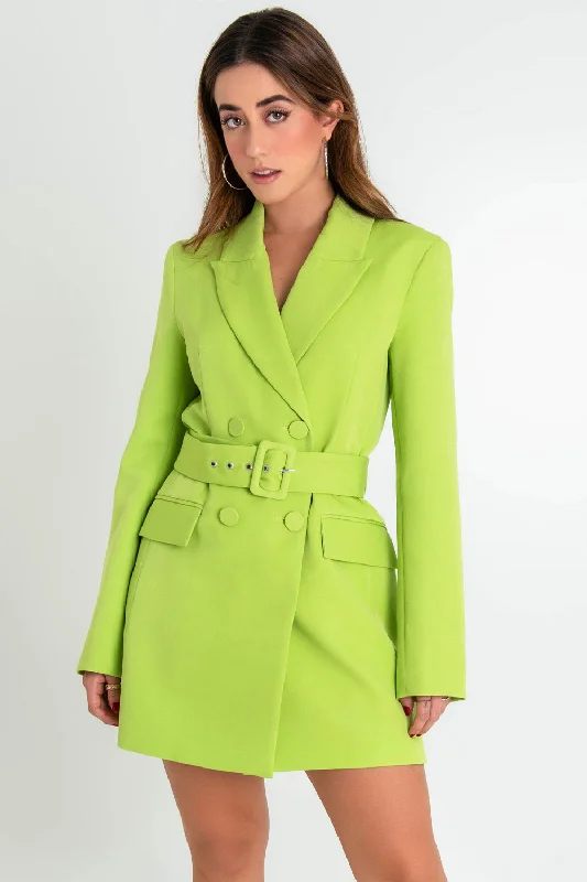 Vestido corto cruzado tipo blazer con cinturón Silk Women's Blazer