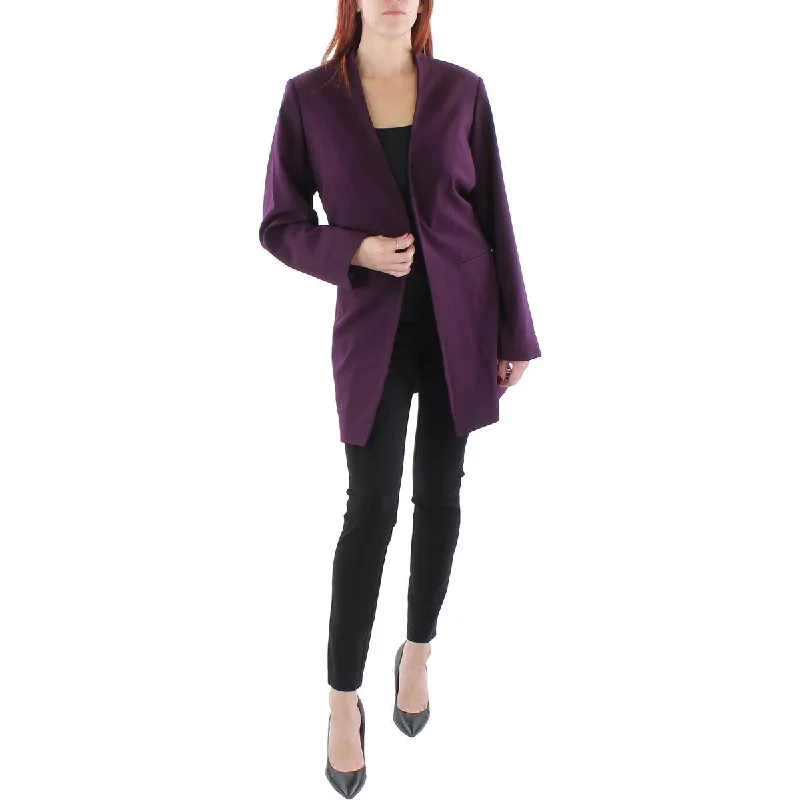 Calvin Klein Womens Plus Collarless Midi Open-Front Blazer Summer Women's Jacket