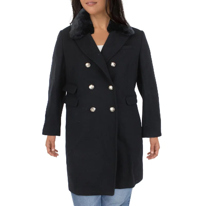Vince Camuto Womens Warm Long Wool Coat Turtleneck Wrap Cape