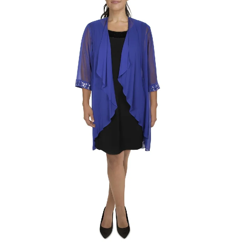 SLNY Womens Plus Sheer Drapey Duster Blazer Slim Fit Blazer