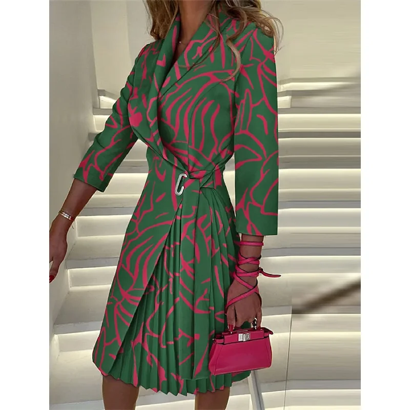 Women's Blazer Dress A Line Dress Knee Length Ruched Print Dress Women's Boutique Suit Women's Blazer Dress A Line Dress Knee Length Ruched Print Dress Women's Boutique Suit