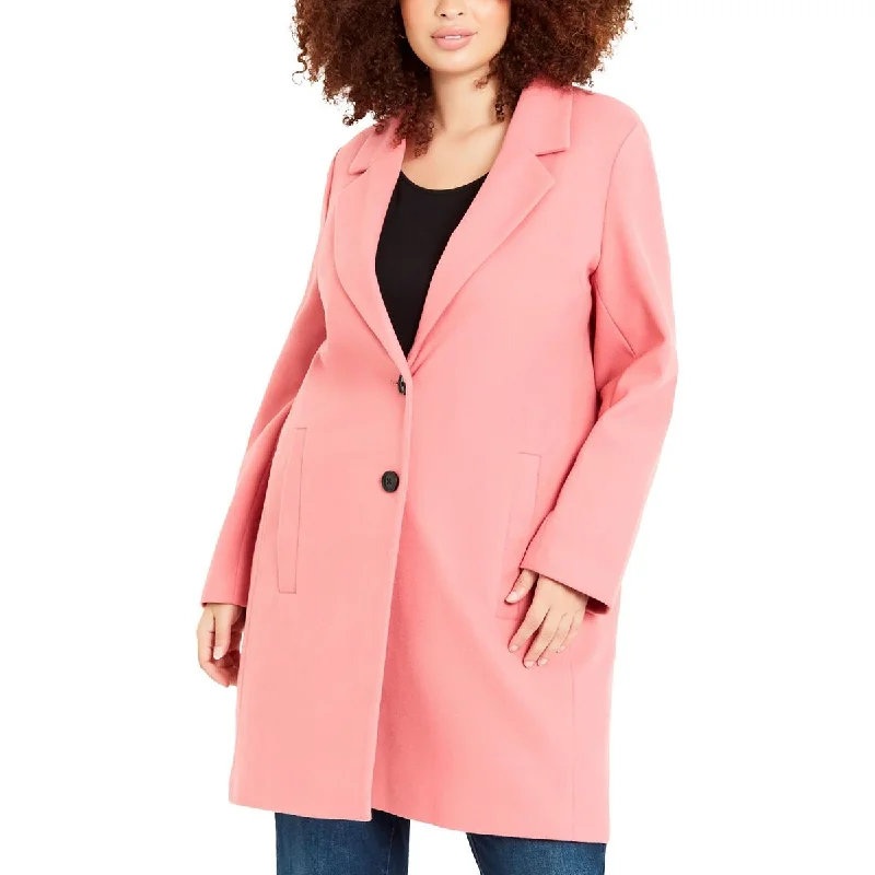 Evans Womens Crombie Knit Midi Walker Coat Knit Woven Fleece