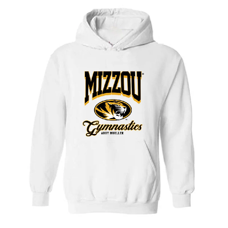 Missouri - NCAA Women's Gymnastics : Abby Mueller - Fashion Shersey Hooded Sweatshirt Hoodie with Distressed Vintage Worn Missouri - NCAA Women's Gymnastics : Abby Mueller - Fashion Shersey Hooded Sweatshirt Hoodie with Distressed Vintage Worn