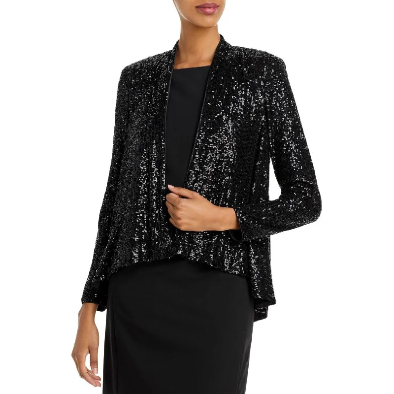 Eliza J Womens Sequined Open Front Collarless Blazer Women's Denim Suit