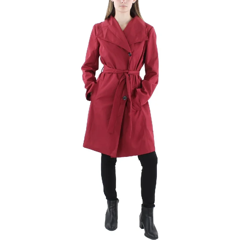 Kimi + Kai Womens Elsa Asymmetric  Trench Coat Square Neck One-Shoulder Off-the-Shoulder