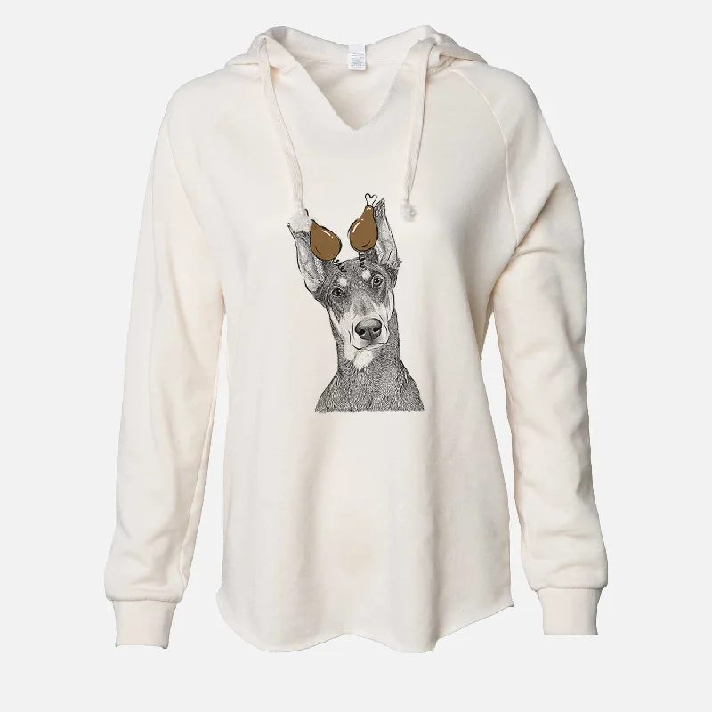 Thanksgiving Jenna the Doberman Pinscher - Cali Wave Hooded Sweatshirt Hoodie with Half-Zip Sporty Casual