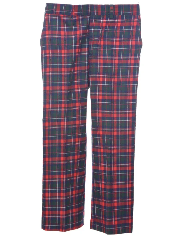 Checked Pattern Trousers - W35 L31 Trousers Silk Elegant