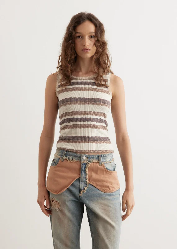 Hair Braid Stripe Tank Top soft pink tank