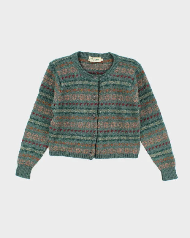 Vintage L.L. Bean Wool Cardigan - S Patchwork Embroidered Appliqued