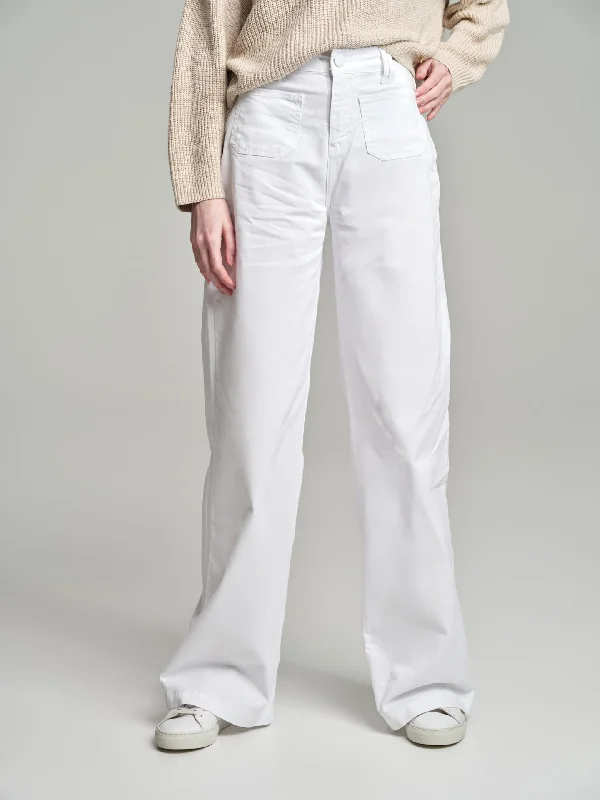 Wide leg white denim trousers Trousers Polka Dot Cute