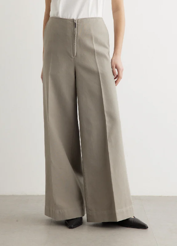 Zip Front Wide Trousers Trousers Running Lightweight