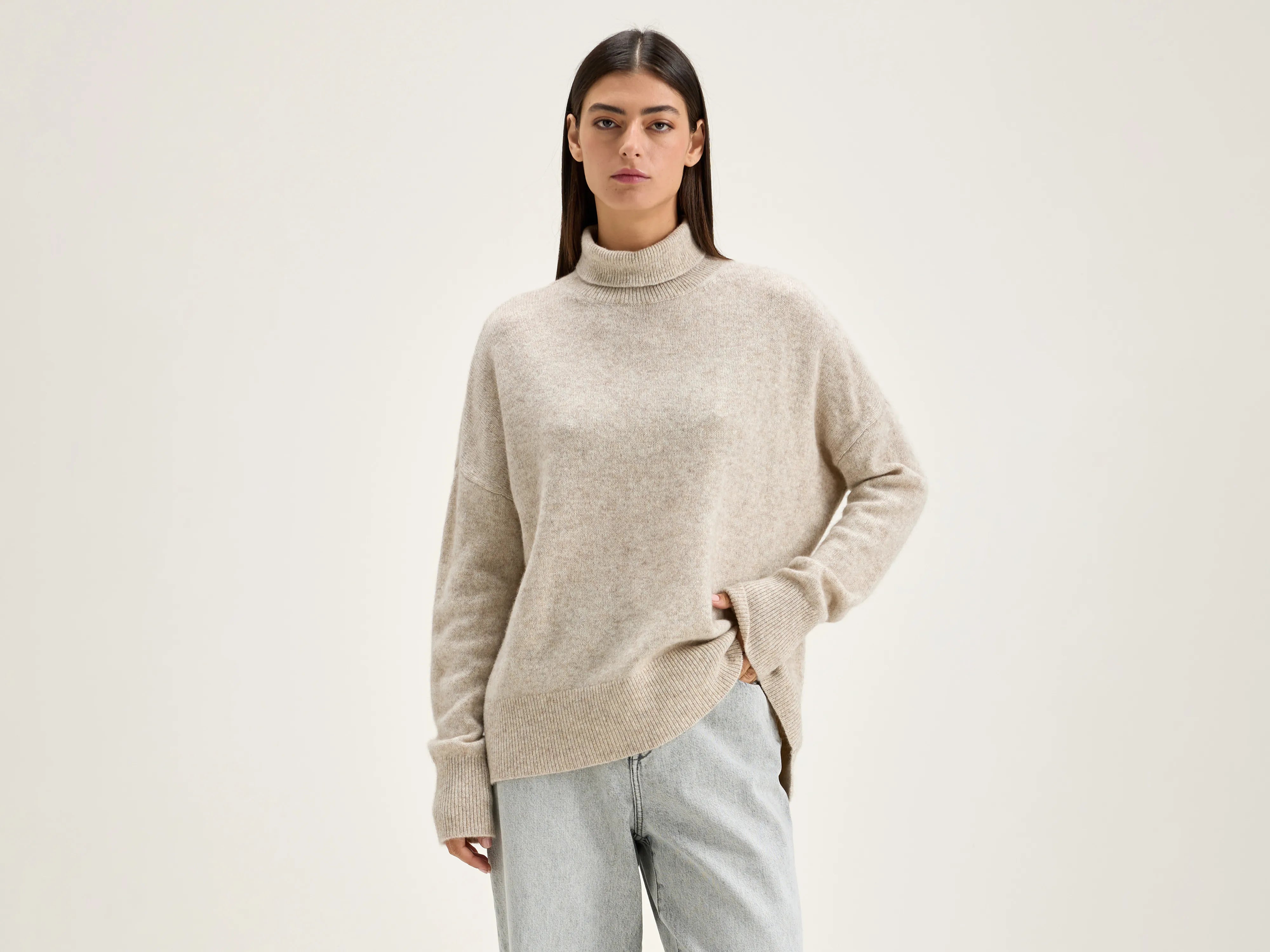 Ganzi turtleneck sweater (242 / W / OYSTER) Boxy Sweater Fitted Sweater A-Line
