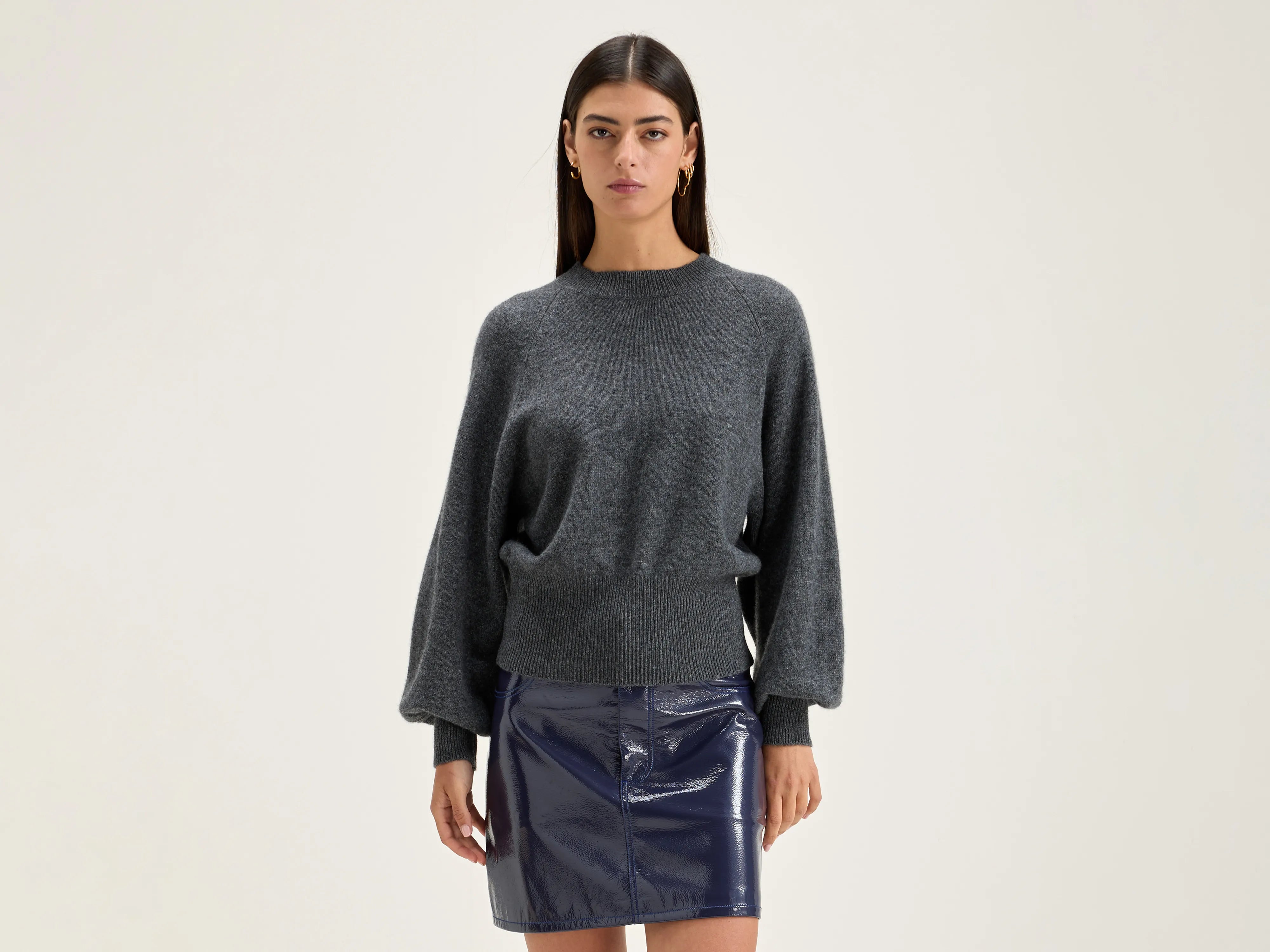 Ganto crew-neck sweater (242 / W / MID GREY) Ribbed Striped Patterned