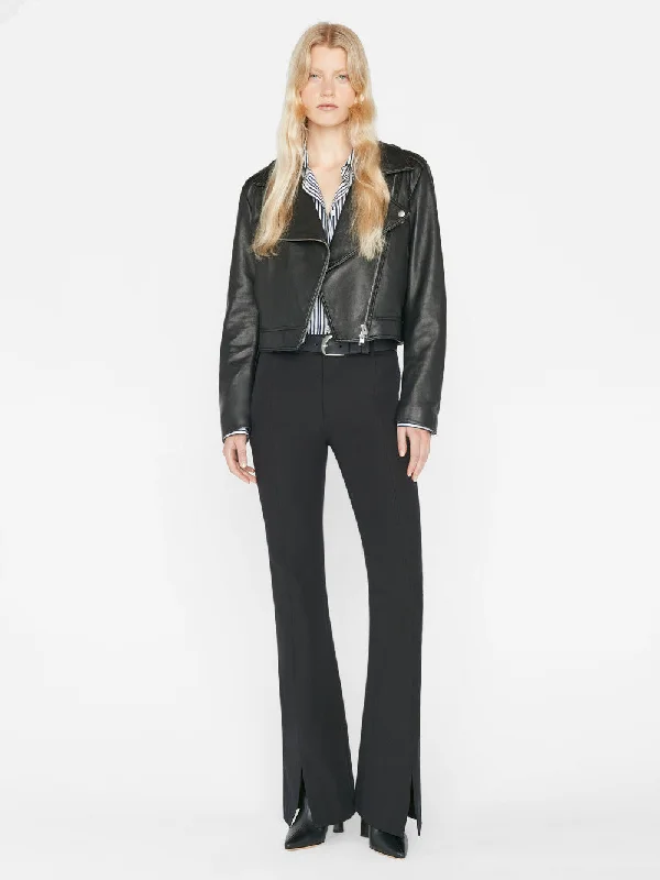 Le High Flare Split Trouser -- Noir Trousers Leather Faux