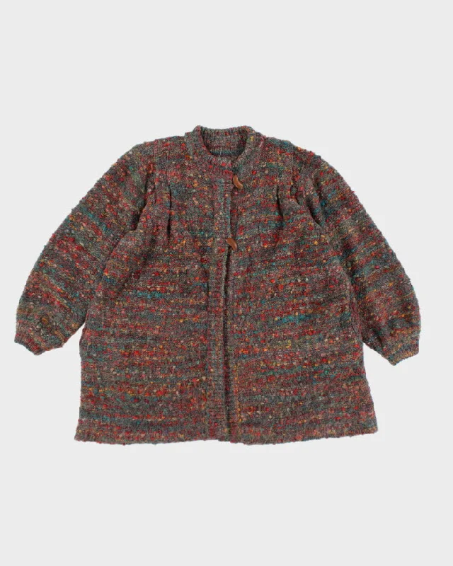 Vintage Multi-Colour Cardigan - L Chenille Blend Fleece Blend Nylon Blend