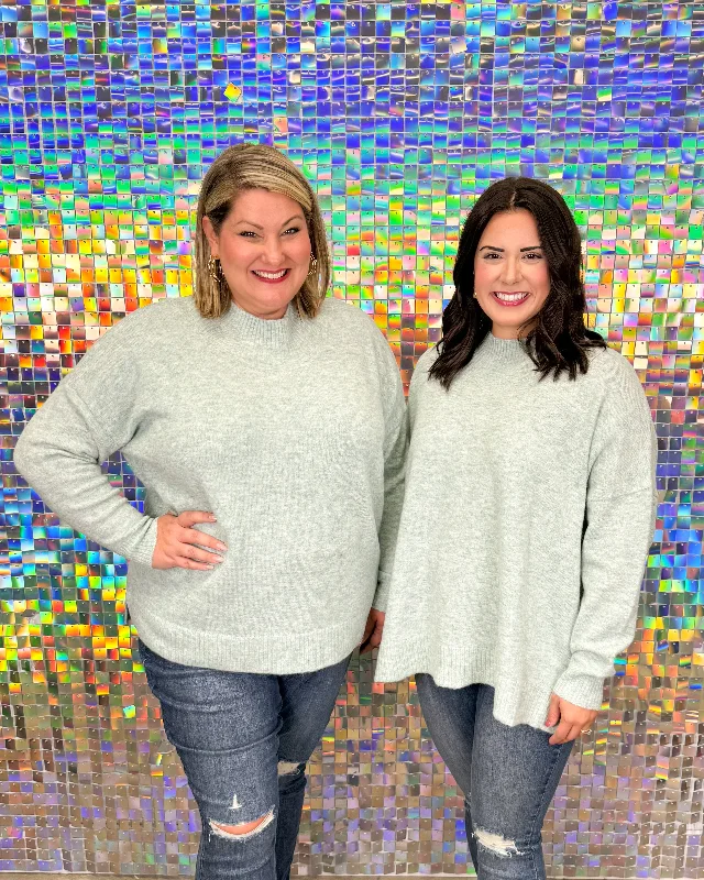 Monica Crew Neck Sweater - Green Chenille Brocade Lace