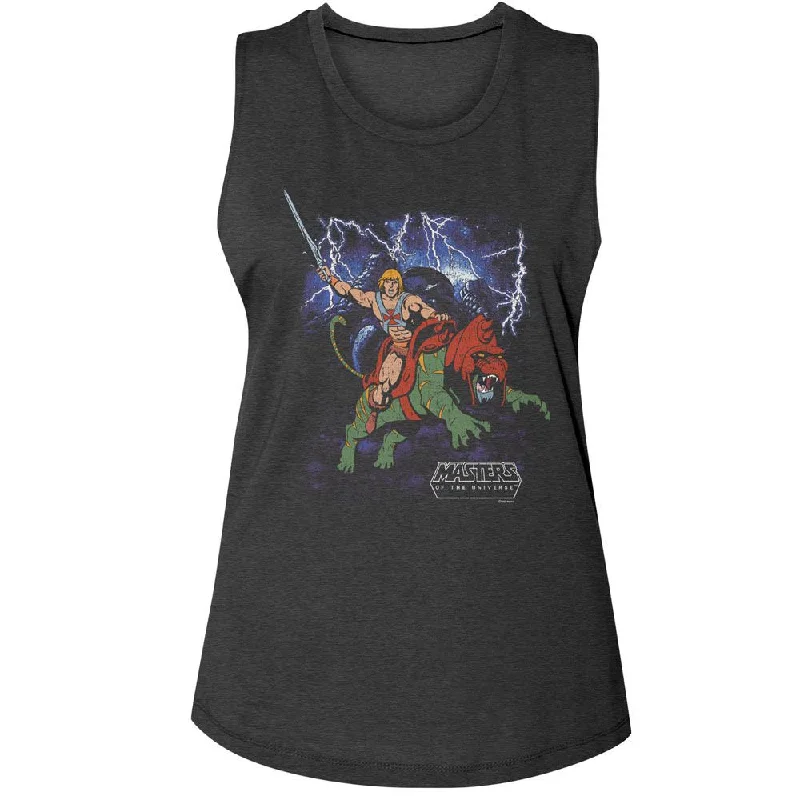 MASTERS OF THE UNIVERSE Muscle Tank Top, Battlecat Charge white tank top