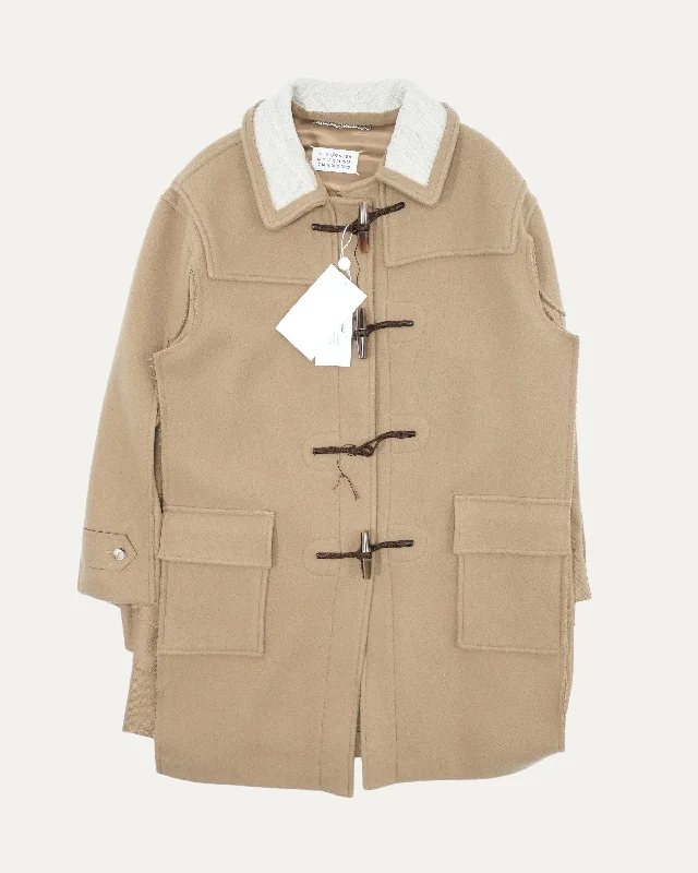 Toggle Closure Beige Cape Coat Bomber Jacket Denim Jacket Leather Jacket