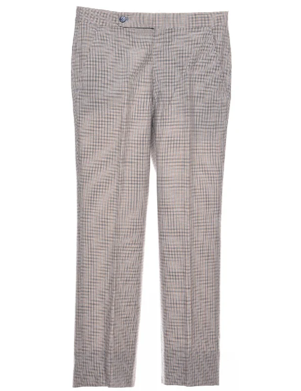 Checked Pattern Light Orange & Grey Straight-Fit Trousers - W32 L28 Trousers luxurious premium Checked Pattern Light Orange & Grey Straight-Fit Trousers - W32 L28 Trousers luxurious premium