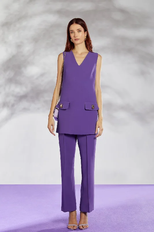 Sleeveless long top with trousers Trousers sophisticated sleek