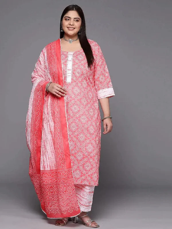 Plus Size Peach Printed Cotton Straight Kurta With Trousers & Dupatta Trousers Gym Athletic Plus Size Peach Printed Cotton Straight Kurta With Trousers & Dupatta Trousers Gym Athletic