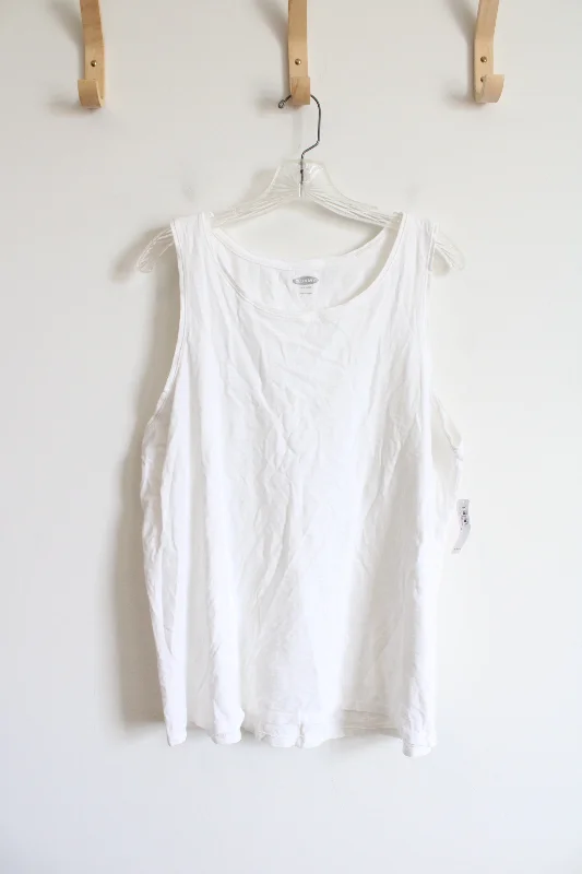 NEW Old Navy White Cotton Tank Top | L soft pink tank
