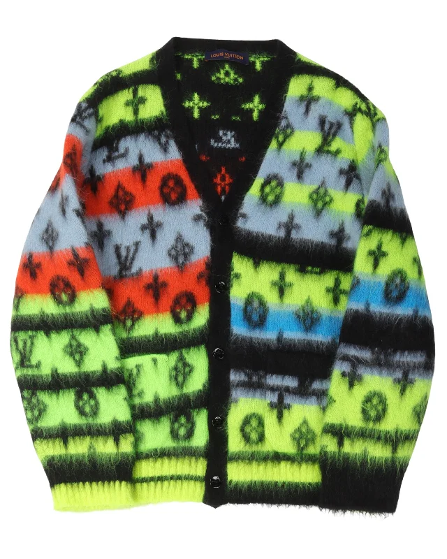 Mohair Monogram Cardigan Zippered Buttoned Snapped