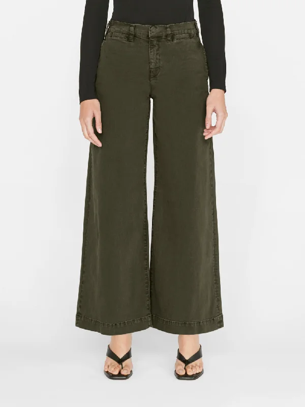 Pixie Wide Leg Tomboy Trouser -- Washed Fatigue Trousers Bootcut Casual
