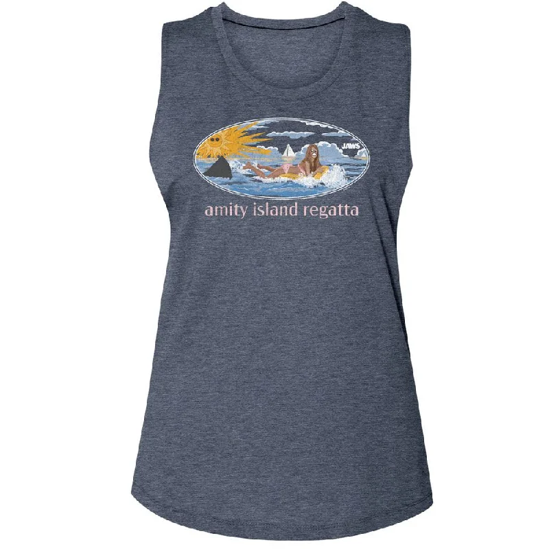 JAWS Tank Top for Ladies, Girl On Float ivory tank top