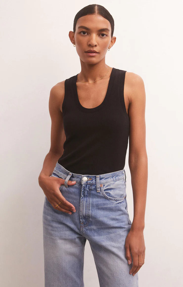 Z Supply Black Sirena Rib Tank Top yoga tank top