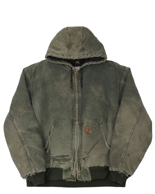 Carhartt Distressed Hooded Jacket Chenille Fabric Brocade Fabric Lace Fabric