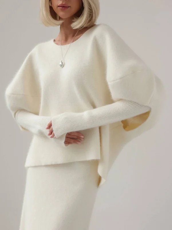 Oversized Ivory Wool Sweater Thin Thick Dense