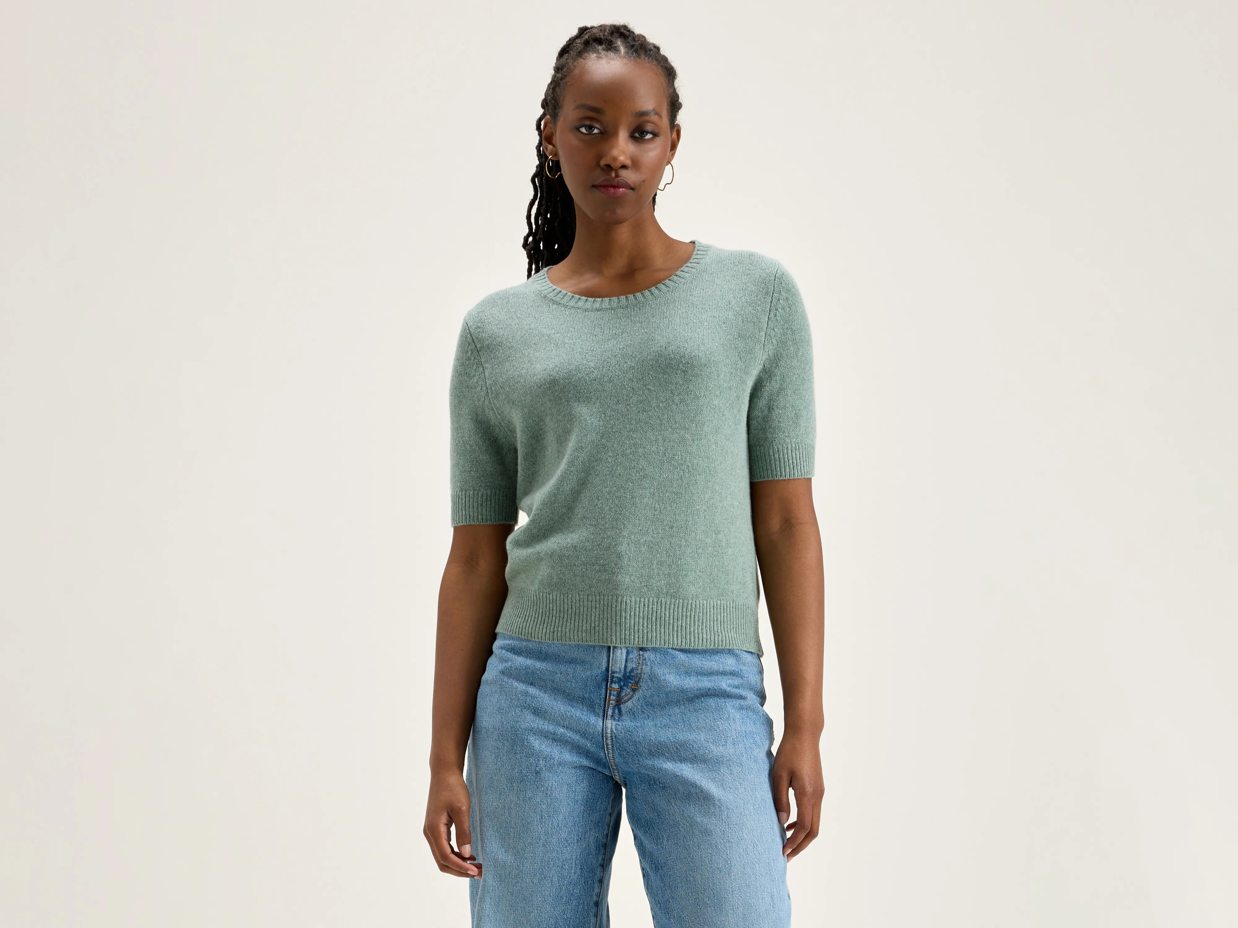 Giwco short-sleeve sweater (242 / W / RAIN BLUE) Nylon Fabric Polyester Fabric Spandex Fabric