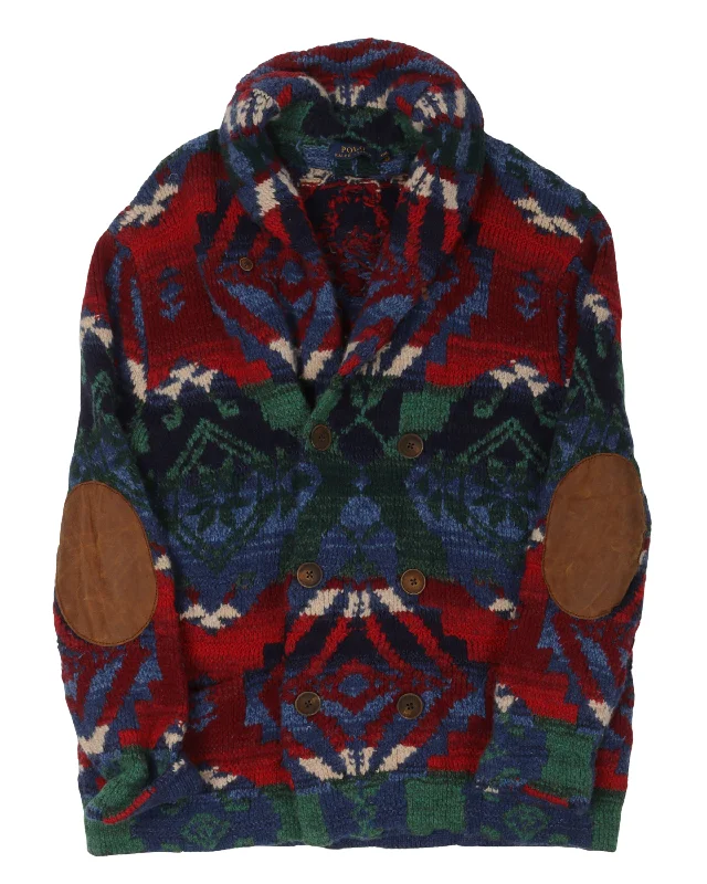 Polo by Ralph Lauren Hand-Knit Cardigan Sweater Satin Fabric Silk Fabric Chiffon Fabric