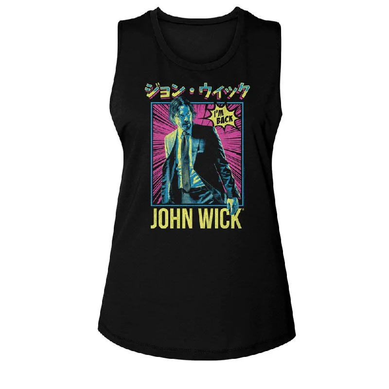 Women Exclusive JOHN WICK Muscle Tank, Neon Manga soft pink tank