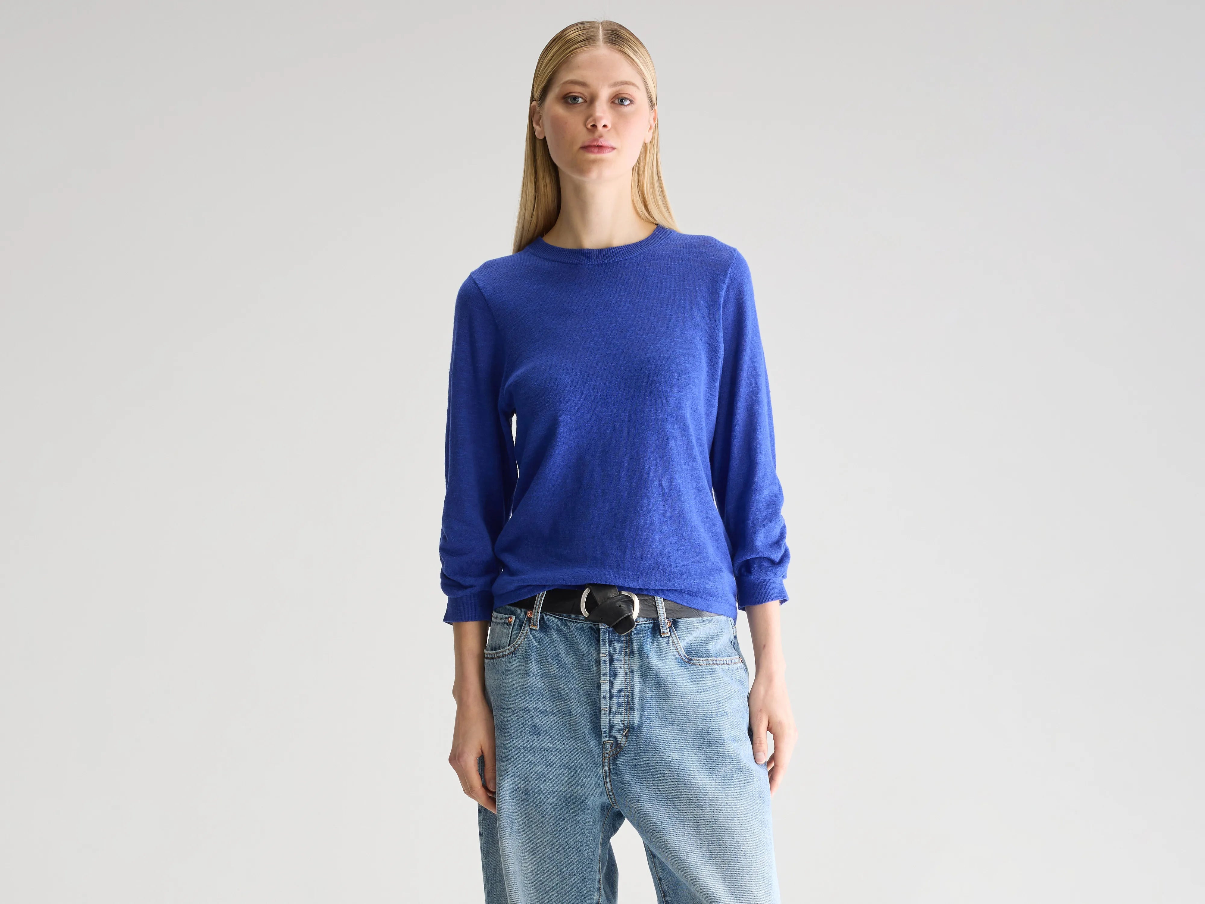 Atta crewneck sweater (251 / W / BLUEWORKER) Open Front Closed Front Wrap Front
